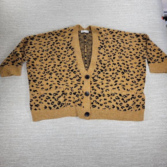 Ces Femme Leopard Print Oversized Cardigan Medium Wool Angora Blend - Picture 12 of 16